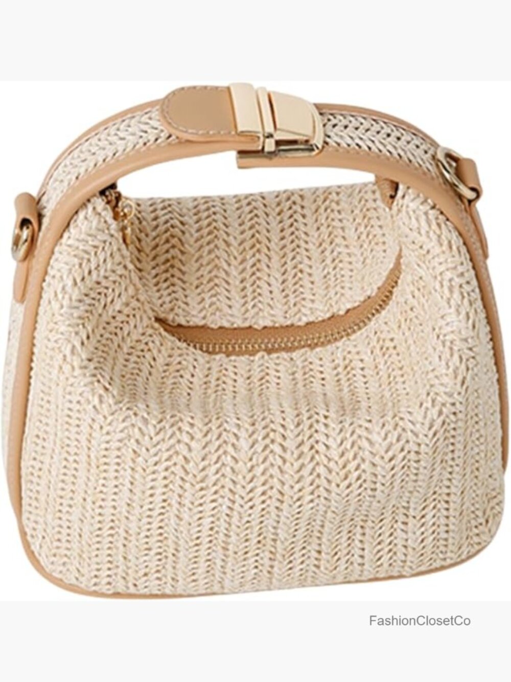 Straw Crossbody Bag - Handmade Woven Purse Lightweight Bucket Tote